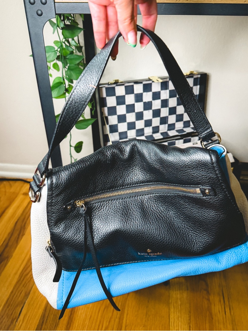 Kate Spade New York Colorblock Shoulder Bag Blue Black White